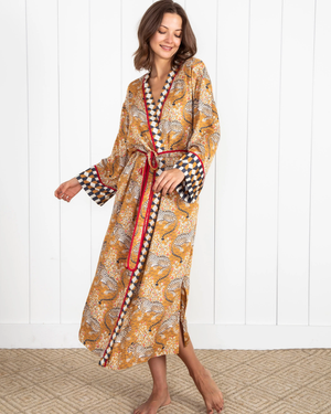 Printfresh Bagheera Satin Robe Tobacco