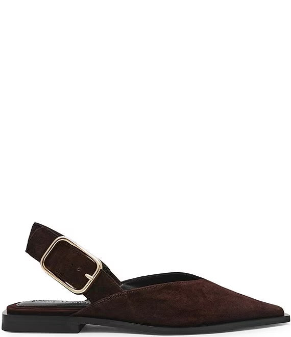 Shay Slingback Flat Brown Suede