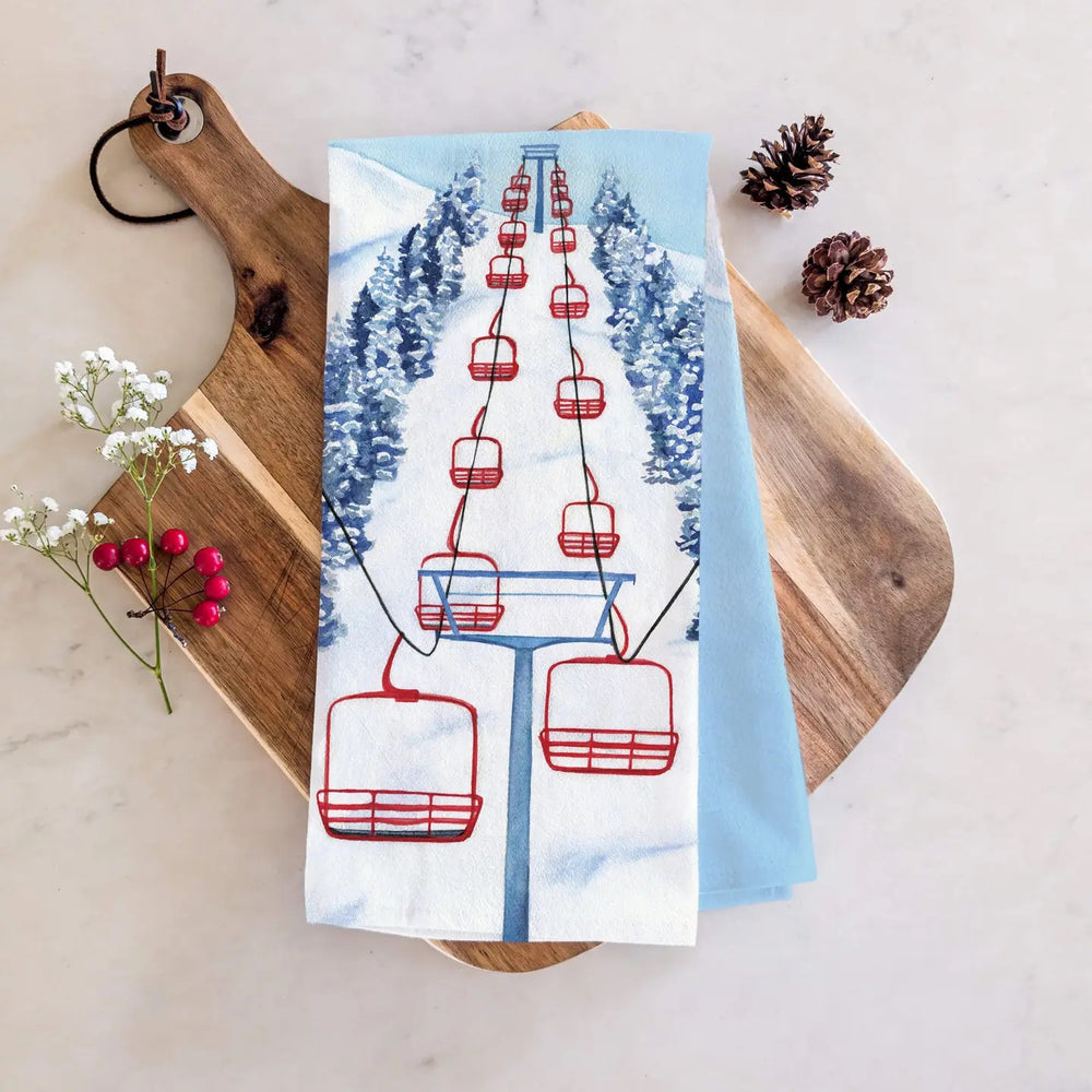 Winter Tea Towel - Chairlift