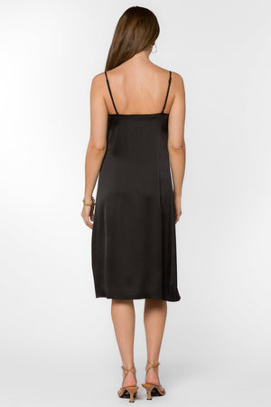 Livvy Satin Slip Dress Black