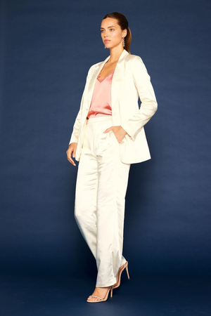 Satin Tailored Blazer Cream