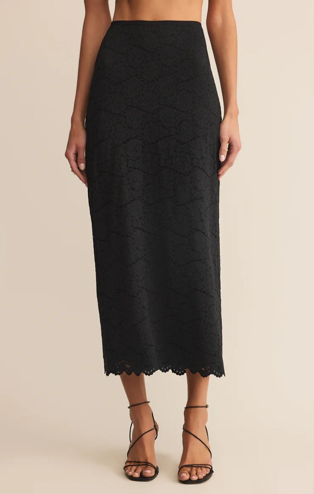 Via Lace Midi Skirt Black
