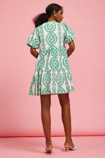 Eyelet Embroidered Dress White/Green