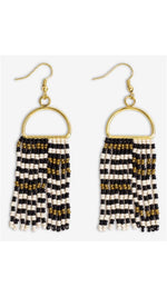 Allison Striped Grid Beaded Earrings Black/Ivory