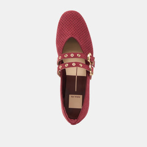 Baylee Grommet Ballet Flats Oxblood Perforated Suede – Mapel Boutique