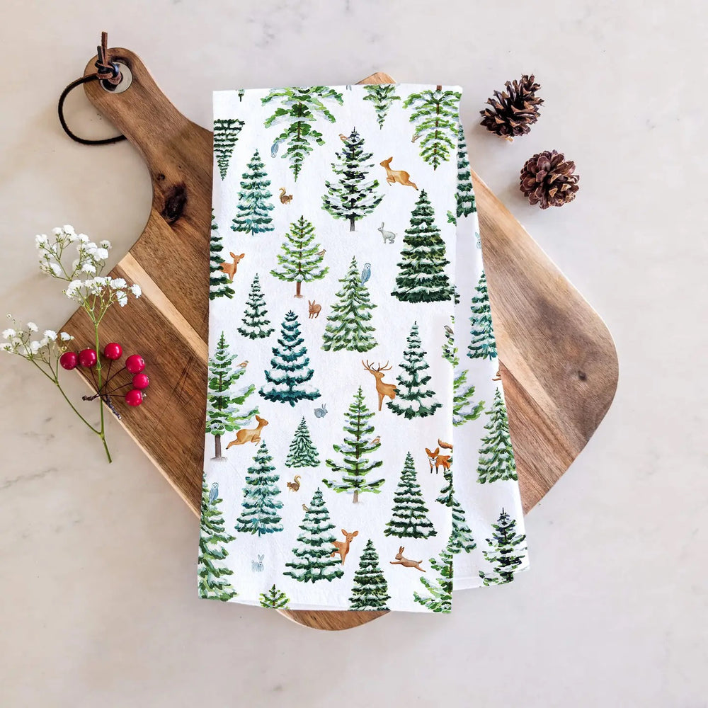 Winter Tea Towel - Woodland