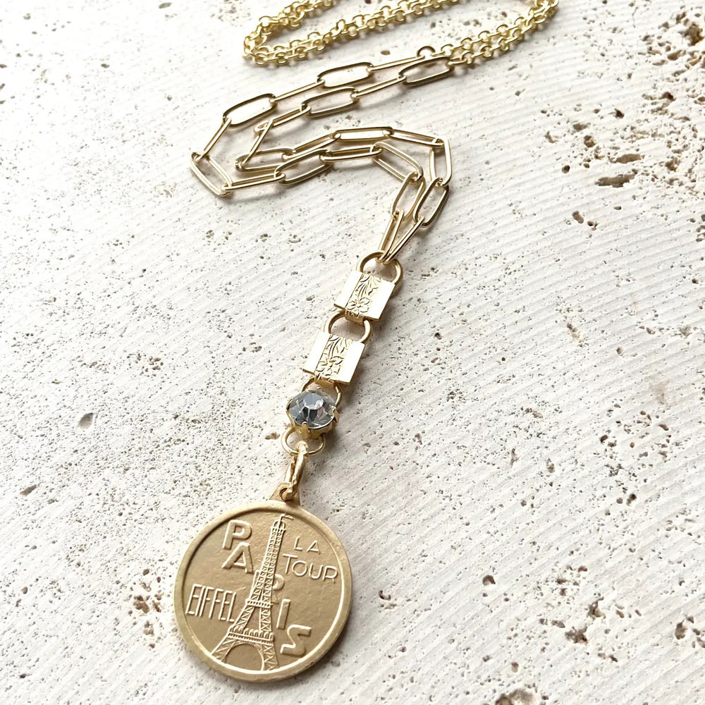Eiffel Tower Souvenir Coin Necklace