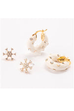 Holiday Hoop Earrings Duet - White