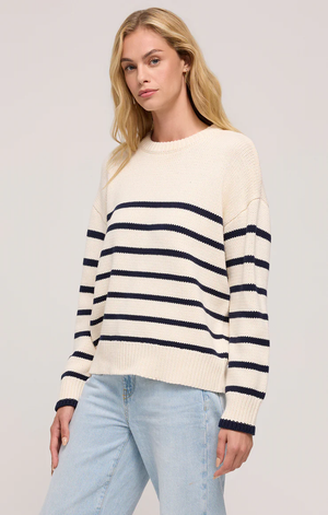 Boyfriend Stripe Sweater Sea Salt