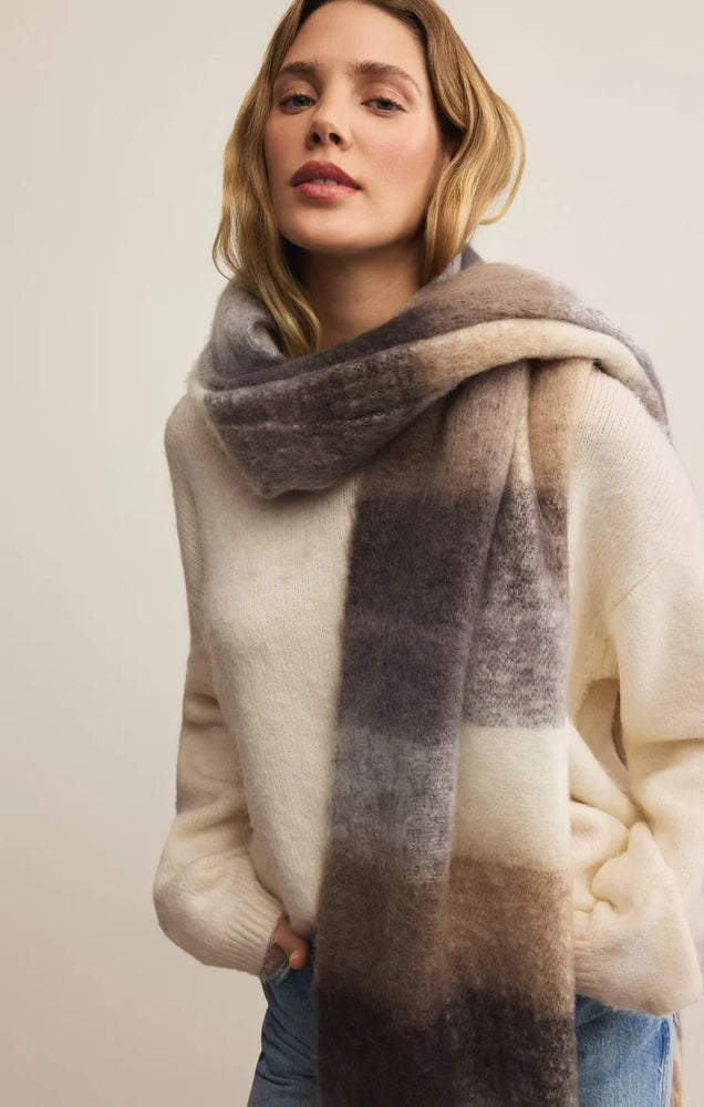 Plaid I Met You Scarf Warm White