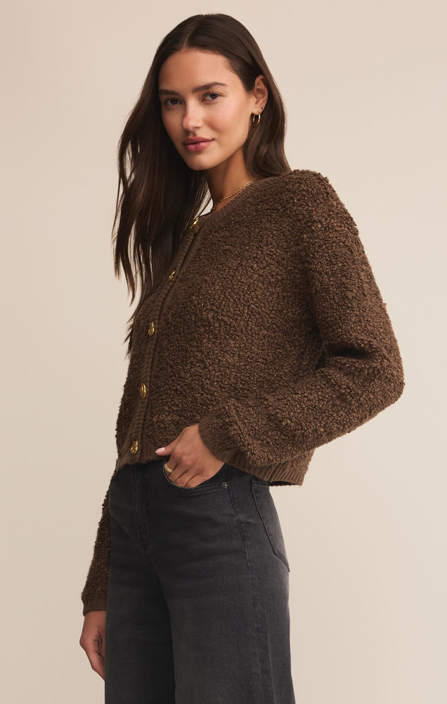 Maxie Fluffy Cardigan Root Beer