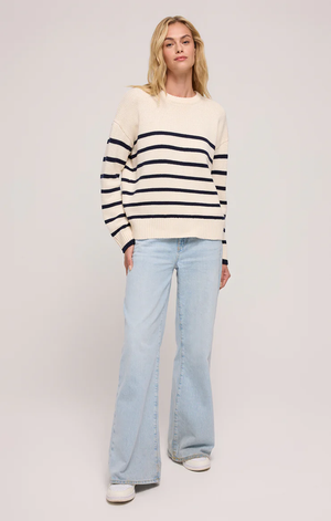 Boyfriend Stripe Sweater Sea Salt