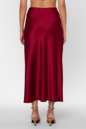 Katrina Satin Midi Skirt Crimson