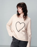 Namaste Embroidered Heart Sweater Beige-Mapel Boutique