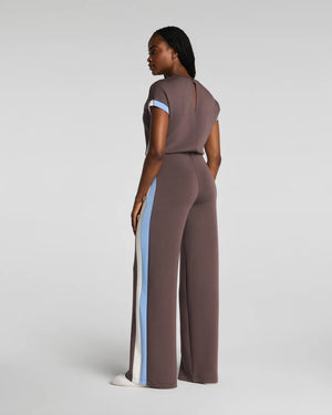 Spanx Air Essentials Colorblock Jumpsuit Dark Cacao Stripe – Mapel
