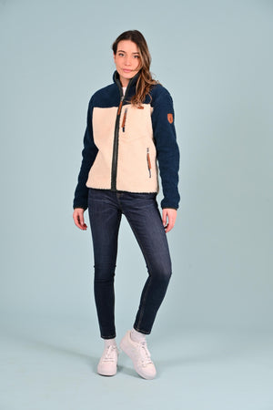 Blaise Sherpa Zip Jacket Ivory/Teal