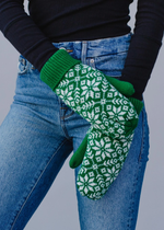 Snowflake Mittens - Green