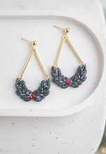 Clay Earrings Mistletoe Dangles - Evergreen