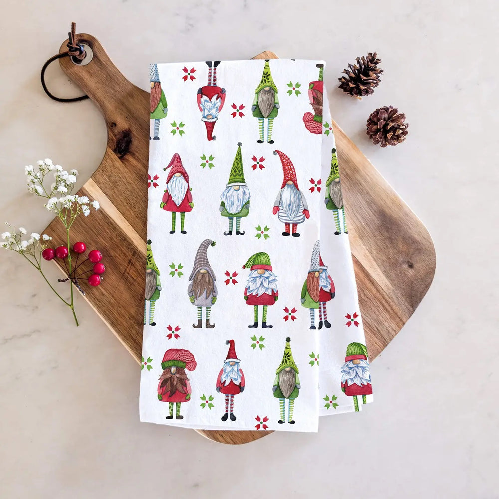 Winter Tea Towel - Gnomes