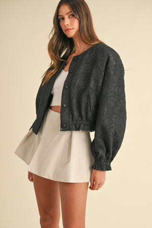 Bellamy Embroidered Bomber Jacket Black