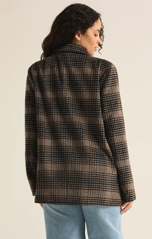 Kingston Relaxed Plaid Blazer Latte-Mapel Boutique