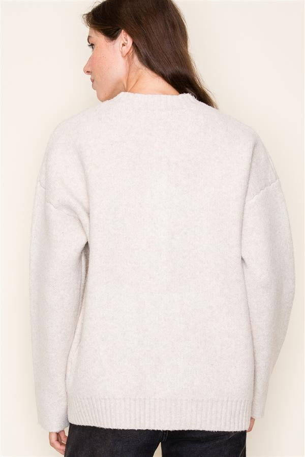 Nora Sweater Bomber Jacket Oatmeal-Mapel Boutique