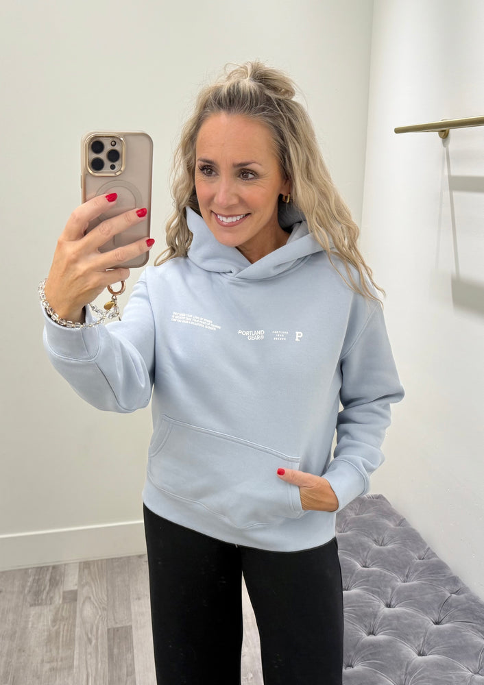 Women's Sueded Slogan Hoodie Powder