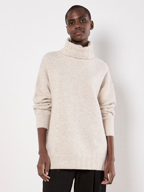 Harper Turtleneck Tunic Sweater Cream