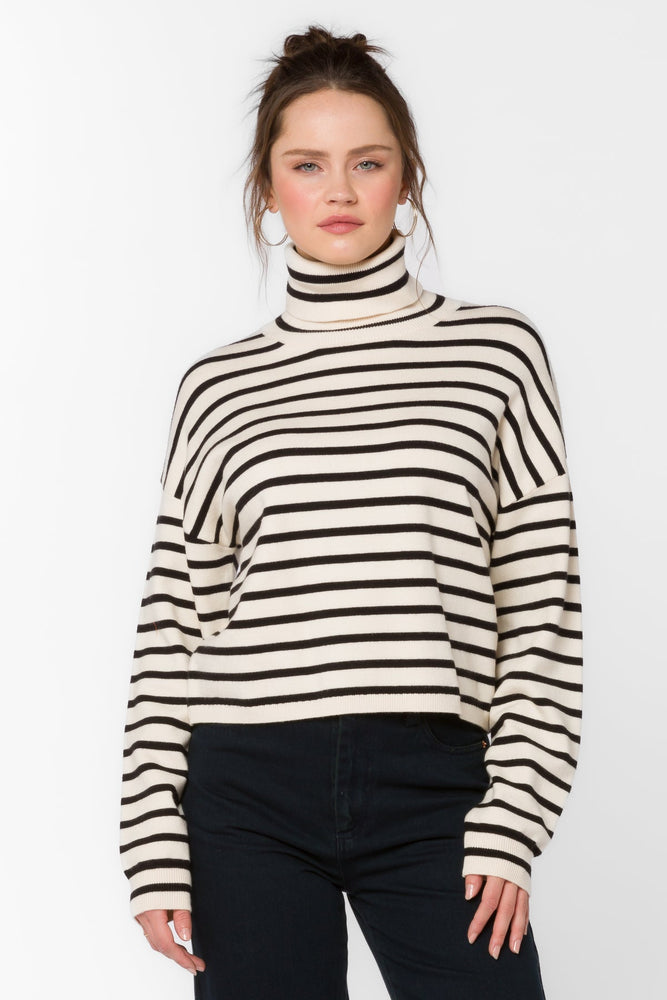 Kipp Turtleneck Black/Off White Stripe