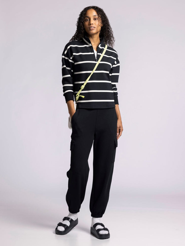 Keely Top Black White Stripe