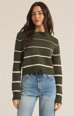 Milan Stripe Sweater Grape Leaf