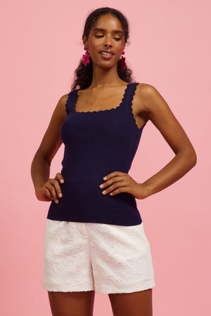 Scalloped Rib Tank Navy