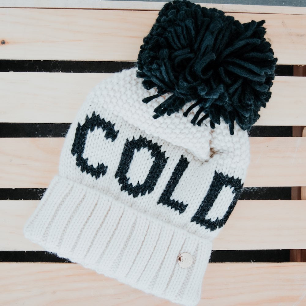 Cold AF Pom Beanie White