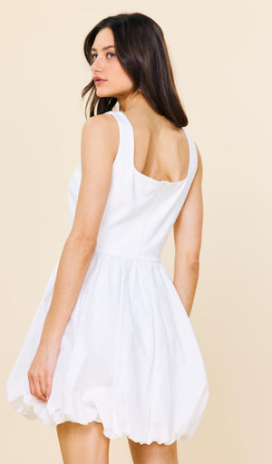 Bubble Hem Drop Waist Dress White M Bubble Hem Drop Waist Dress White M