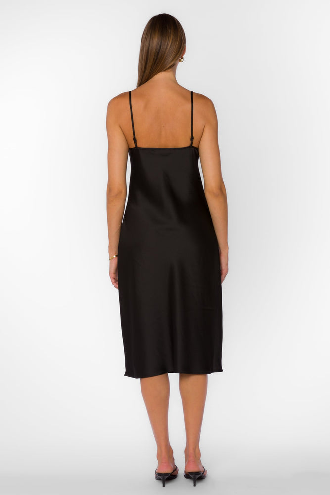 Livvy Satin Slip Dress Black