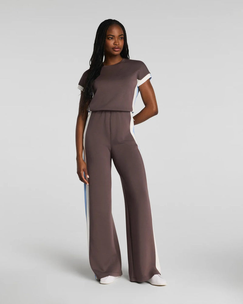 Spanx Air Essentials Colorblock Jumpsuit Dark Cacao Stripe – Mapel