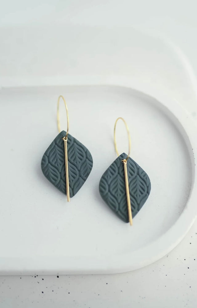 Clay Earrings Fall Hoops - Pine