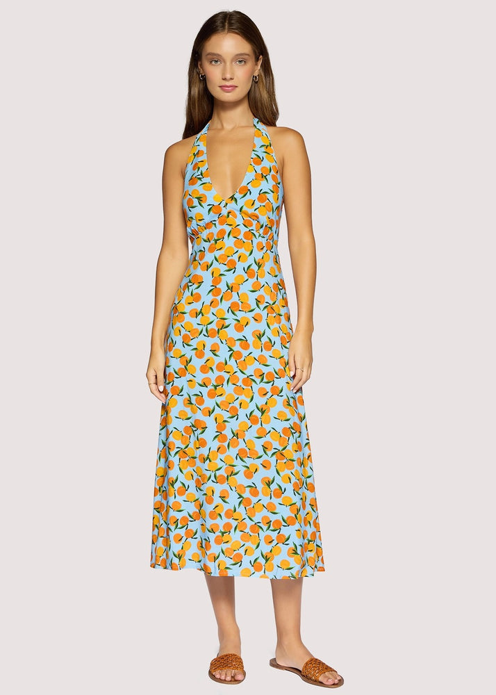 Citrus SOIREE MIDI Dress BLUE Orange / Large