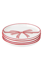 Red Bow Appetizer Plates 4pc Set