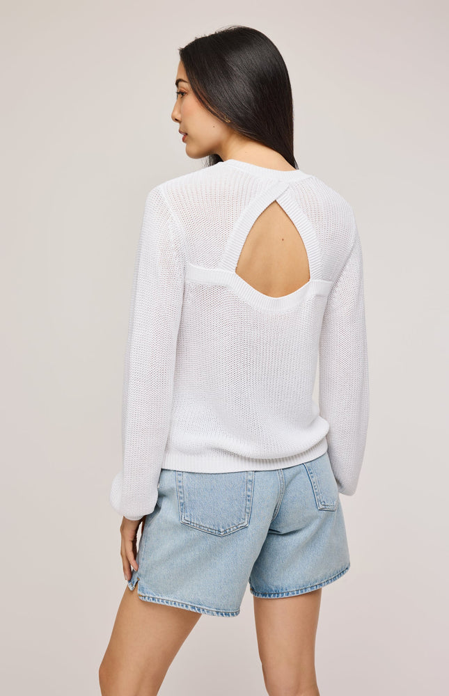 Maxine Pullover Sweater w/ Back Cut-Out White