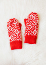 Snowflake Mittens - Red