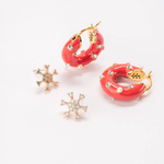 Holiday Hoop Earrings Duet - Red