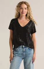 Marbella Sequin Top Black