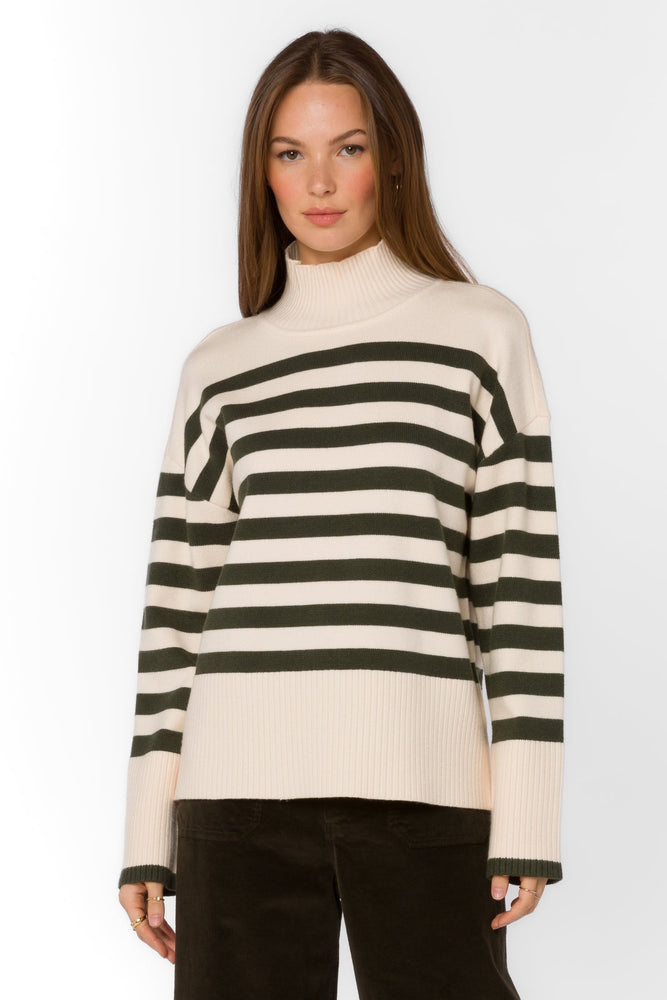 Caden Stripe Sweater Pine