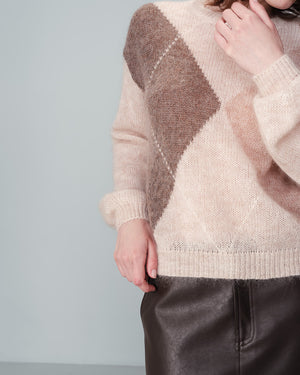 Nanse Mohair Sweater Argyle Beige