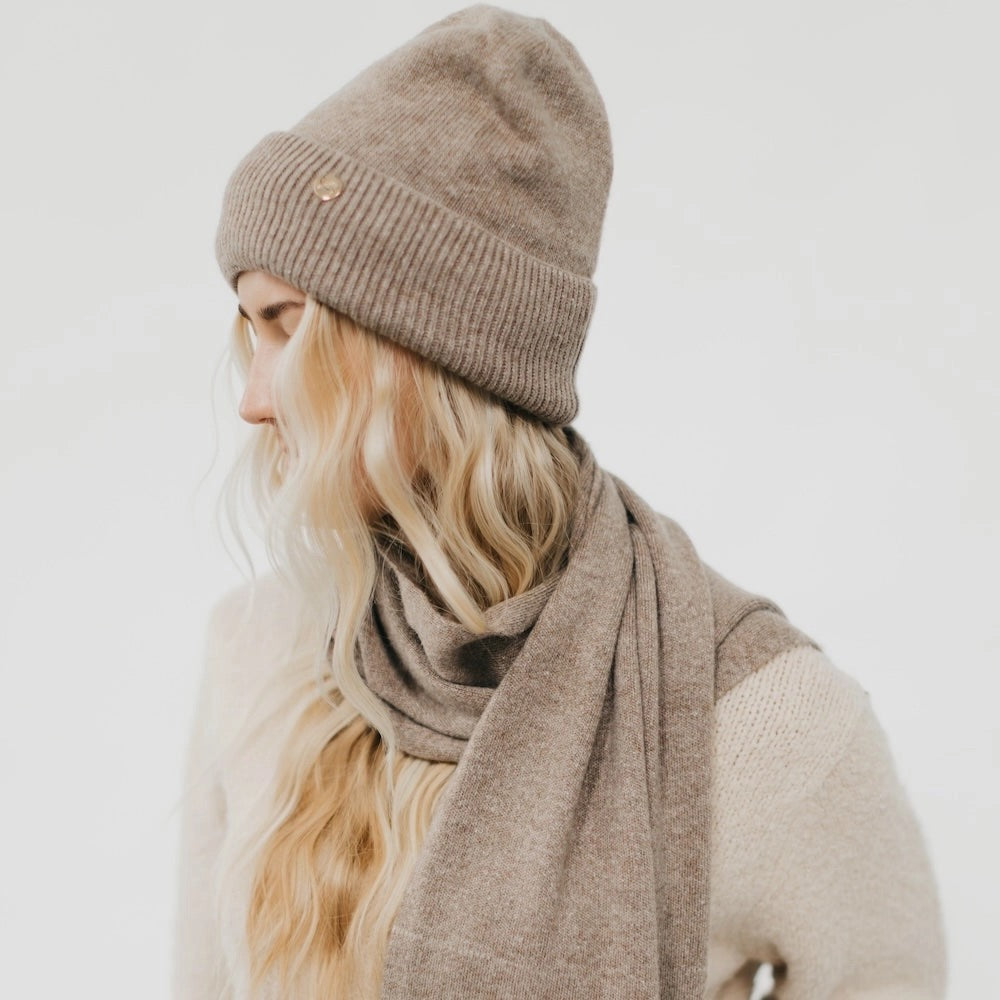 Cassidy Cashmere Wrap & Beanie Duo Mocha