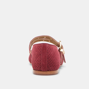 Baylee Grommet Ballet Flats Oxblood Perforated Suede – Mapel Boutique