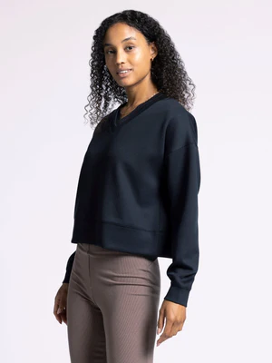 Martina V-Neck Pullover Black Rib