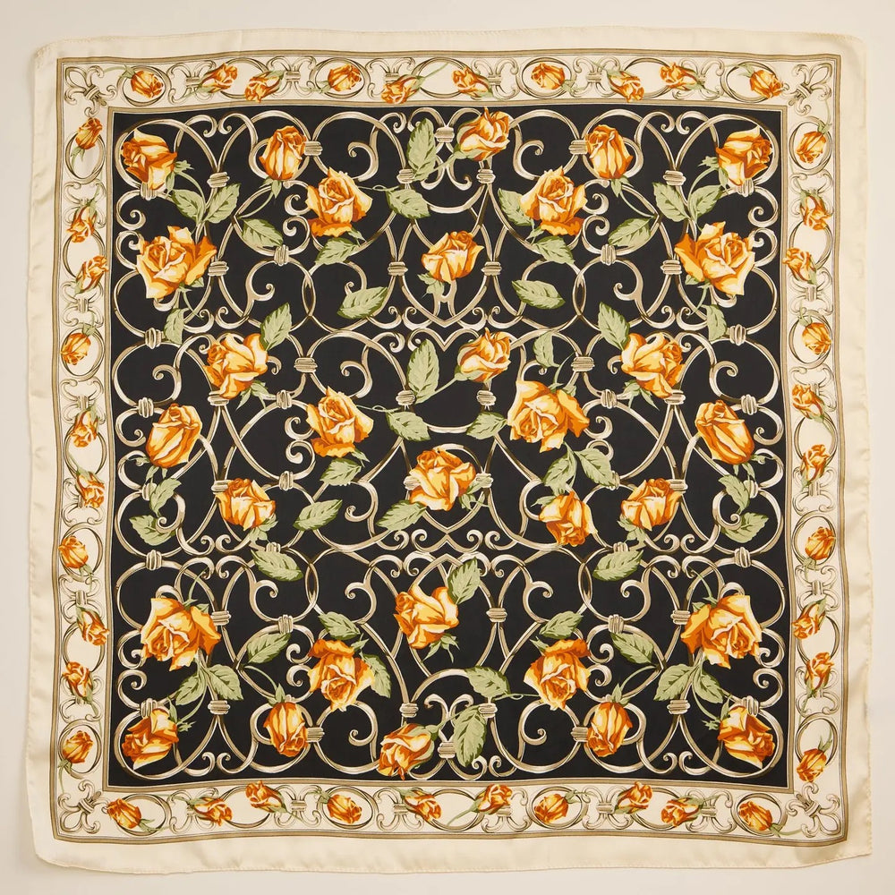 Baroque Rose Scarf Black