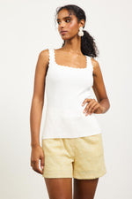 Scalloped Rib Tank Off White